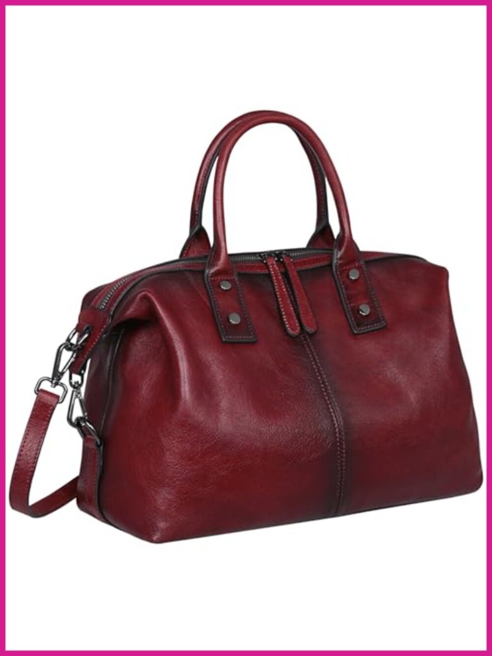 Vegetable Tanned Leather Satchel Handbag Shoulder Crossbody Tote Purse